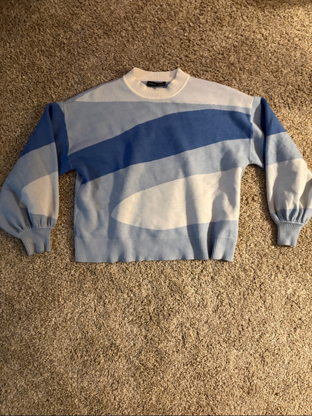 SHEIN Blue Colorblock Crewneck Sweater